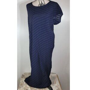 Maria Cornejo Asymmetrical Patterned Viscose Caftan Dress, Navy, Womens Size 12